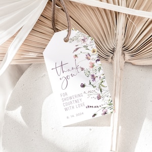 Wildflower Baby Shower Thank You Tag, Printable Bridal Favor Tag Template, Floral Favour Tag, Instant download,  TEMPLETT, WLP-PWI 4822