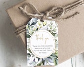 Greenery Gold Favor Tag, Thank You Favor Tag Template, Greenery Thank You Tag, Edit with TEMPLETT, 2x3" , WLP-HGE 2723