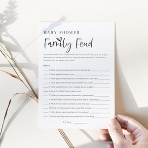Baby Family Feud Game, Printable Baby Shower Game, Editable Family Feud, Baby Shower Game, Instant Download, TEMPLETT, WLP-PAL 5831
