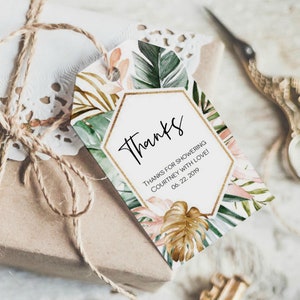 Tropical Thank You Tag, Printable Favor Tag Template, Tropical Favour ...