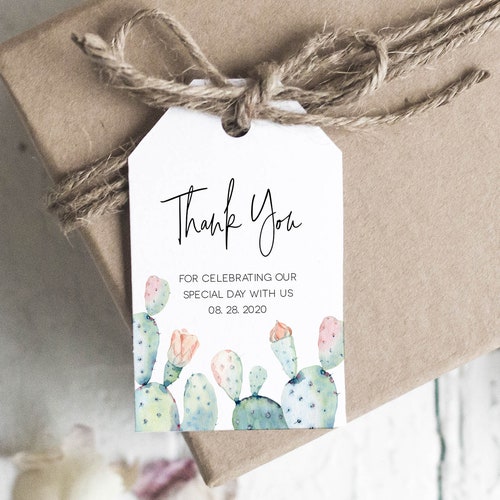 Cactus Thank You Tag Printable Favor Tag Template Cactus | Etsy