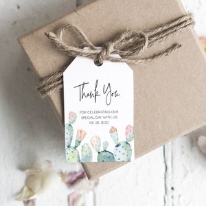 Cactus Thank You Tag, Printable Favor Tag Template, Cactus Favour Tag, Instant download, Edit with TEMPLETT, WLP-PCA 2423