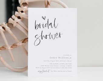 Minimalist Bridal Shower Invitation, Bridal Shower Invitation, Instant Download, Edit with TEMPLETT, WLP-SIL 3576