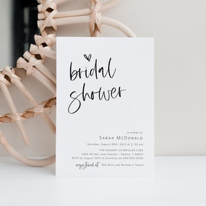 Minimalist Bridal Shower Invitation, Bridal Shower Invitation, Instant Download, Edit with TEMPLETT, WLP-SIL 3576