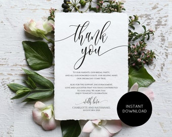 Wedding Thank You Note, Printable Thank You Card Template, Instant Download, Edit with TEMPLETT, WLP-SOU 1776