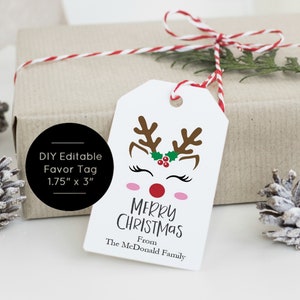 Christmas Reindeer Tag Template, Hipster Reinderr Gift Tag, Christmas Gift Tags, Personalized Gift Tags, Edit with TEMPLETT, WLP-CHT 1258