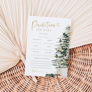 Christmas Baby Predictions Card, Holiday Baby Predictions Template, Wishes for Baby Card, Edit with TEMPLETT, WLP-GTR 6061