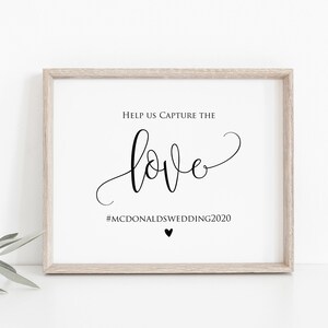 Help us Capture the Love Sign, Wedding Sign Template, Wedding Hashtag Sign, Instant Download, Edit with TEMPLETT, WLP-ELE 895