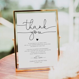 Script Wedding Thank You Note, Printable Thank You Card Template, Minimalist Wedding, Instant Download, Edit with TEMPLETT, WLP-ODA 4078