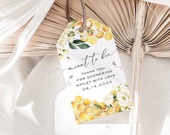 Etiqueta de lembrancinha "Meant to Bee", modelo de etiqueta para noiva, etiqueta de lembrancinha "Meant to Bee" para impressão, etiqueta "Meant to Bee", edite com TEMPLETT, WLP-FBE 4805