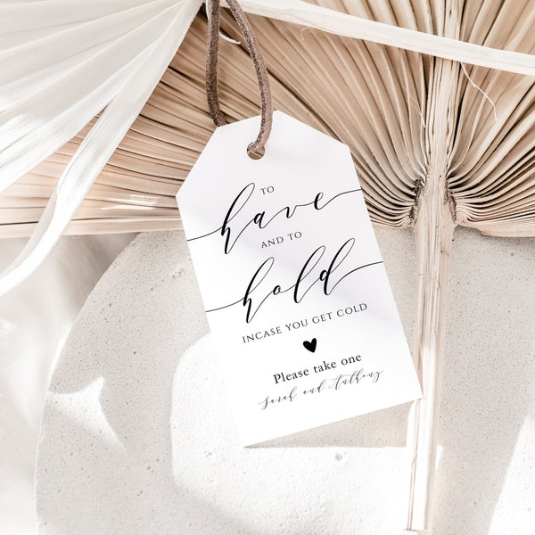 To Have and to Hold Tag, Wedding Favor Tag Template, Blanket Favor Tag, In Case you Get Cold Tag, Edit with TEMPLETT, WLP-SCR 4323