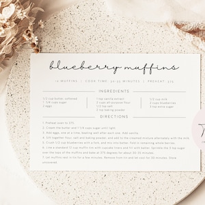 Editable Recipe Card Template, Minimalist Recipe Card, Diy Recipe Card, Multiple Sizes, Edit with TEMPLETT, WLP 6686