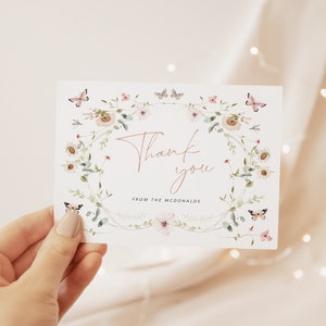 Butterfly Thank You Card Template, Thank You Card Printable, Thank you Card, Wildflower Thank You, Edit with TEMPLETT, WLP-BUT 5683