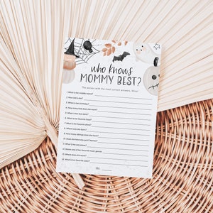 Who Know's Mommy Best Game, Halloween Baby Shower Game, Editable Game Card, Mommy Questionaire Game, TEMPLETT, WLP-BLB 5947