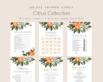 Citrus Bridal Shower Game Bundle, Bridal Shower Games, Games Bundle, Customize Bridal Shower Games, Edit with TEMPLETT, WLP-CIT 4214