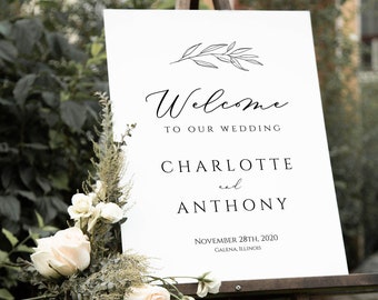 Wedding Welcome Sign, Printable Branch Welcome Poster Template, Calligraphy Welcome Sign, Instant Download, Edit with TEMPLETT, WLP-LAU 2647