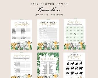 Baby Shower Game Bundle, Jungle Baby Shower Games, Games Bundle, Customize Baby Shower Games, Edit with TEMPLETT, WLP-SAF 3151