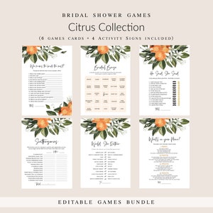 Citrus Bridal Shower Game Bundle, Bridal Shower Games, Games Bundle, Customize Bridal Shower Games, Edit with TEMPLETT, WLP-CIT 4214