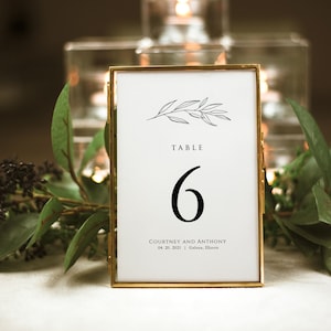 Números de mesa de casamento para impressão, modelo de números de mesa, números de mesa de ramificação, 5x7, 4x6, editar com TEMPLETT, WLP-LAU 2645