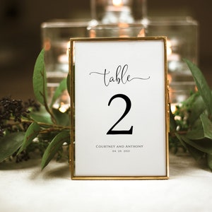 Números de mesa de boda imprimibles, plantilla de números de mesa, números de mesa de caligrafía, 5x7, 4x6, editar con TEMPLETT, WLP-FAA 2503