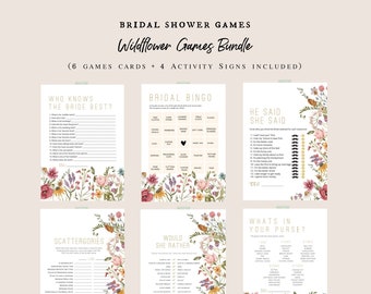 Wildflower Bridal Shower Game Bundle, Baby Shower Games, Games Bundle, Customize Baby Shower Games, Edit with TEMPLETT, WLP-WIL 4785