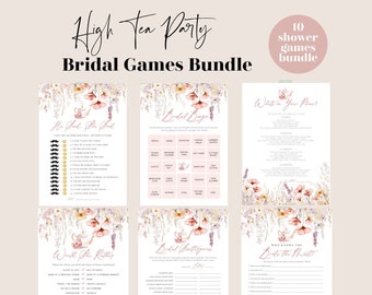 Tea Party Bridal Shower Game Bundle, Bridal Shower Games, Games Bundle, Customize Bridal Shower Games, Edit with TEMPLETT, WLP-PTE 7381