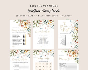 Wildflower Baby Shower Game Bundle, Baby Shower Games, Floral Games Bundle, Customize Baby Shower Games, Edit with TEMPLETT, WLP-DUT 5253