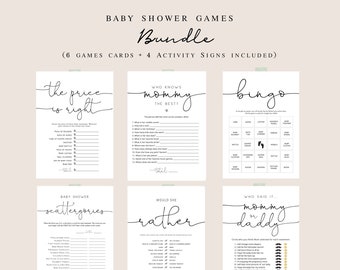 Baby Shower Game Bundle, Minimalist Baby Shower Games, Games Bundle, Customize Baby Shower Games, Edit with TEMPLETT, WLP-ODA 4109