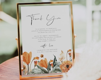Boho Wedding Thank You Note, Printable Greenery Thank You Card Template, Instant Download, Edit with TEMPLETT, WLP-ORF 3952