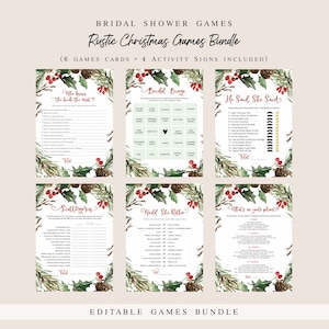 Christmas Bridal Shower Game Bundle, Holiday Bridal Shower Games, Games Bundle, Customize Bridal Shower Games, TEMPLETT, WLP-RCW 4517