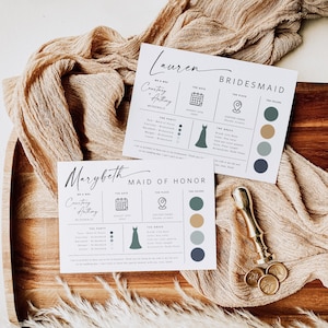 Editable Bridesmaid Information Card, Bridal Party Information Template, Bridal Proposal Card, Infographic, Edit with TEMPLETT, WLP-LIN 7122