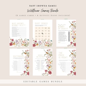 Wildflower Baby Shower Game Bundle, Baby Shower Games, Floral Games Bundle, Customize Baby Shower Games, Edit with TEMPLETT, WLP-WIL 4995
