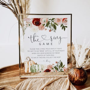 Pumpkin The Ring Game, Bridal Shower Game Sign, Bridal Shower Sign, Bridal Ring Game, Ring Game Sign, Edit with TEMPLETT, WLP-MAR 4275