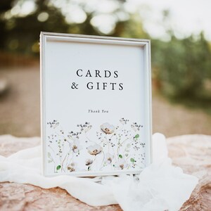 Cards and Gifts Sign, Wildflower Cards Sign, Gifts Table Sign, Books and Cards Sign, Floral Cards and Gifts, TEMPLETT, WLP-IKE 4727