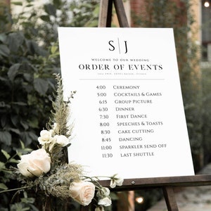 Wedding Order of Events Poster, Modern Wedding Poster Template, Order of Events Sign, 18x24&quot; & 24x36&quot;, Edit with TEMPLETT, WLP-SLI 4871