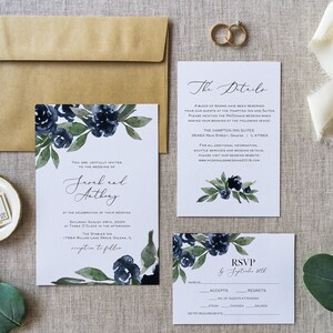 Navy Wedding Invitation, Wedding Invitation Suite, Printable Wedding Invitation, Instant Download, Edit with TEMPLETT, WLP-IND 2028