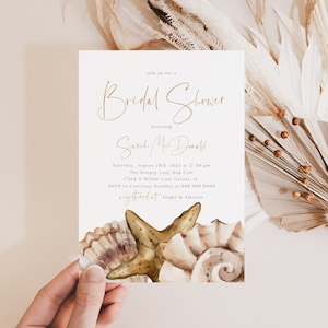 Seashell Bridal Shower Invitation, Beach Bridal Invitation Printable, Shell  Bridal Shower Invite, Edit with TEMPLETT, WLP-SSH 4147