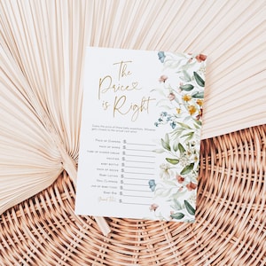 Wildflower Price is Right Game, Baby Shower Game, Printable The Price is Right, Floral Baby Printable Game, TEMPLETT, WLP-DUT 5486