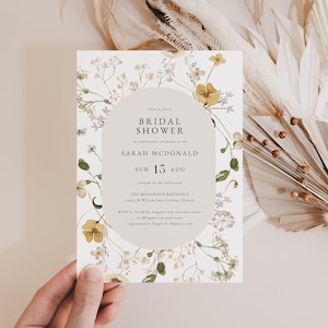 Boho Bridal Shower Invitation, Bohemian Invitation, Wildflower Bridal Shower Invitation, Instant Download, Edit with TEMPLETT, WLP-GWI 5098
