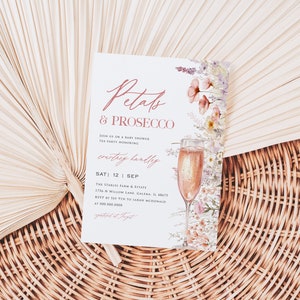 Petals and Prosecco Invitation, Bridal Shower Invitation, Wildflower Petals and Prosecco, Edit with  TEMPLETT, WLP-PTE 6926