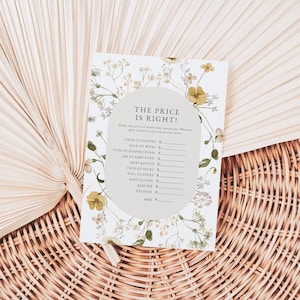 Wildflower Price is Right Game, Baby Shower Game, Printable The Price is Right, Floral Baby Printable Game, TEMPLETT, WLP-GWI 5095
