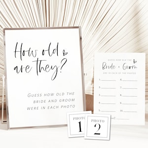 How Old Were the Bride and Groom Game, guess How Old Game, Minimalist Bridal Shower Game, How Old were They, Edit w TEMPLETT, WLP-SIL 5533