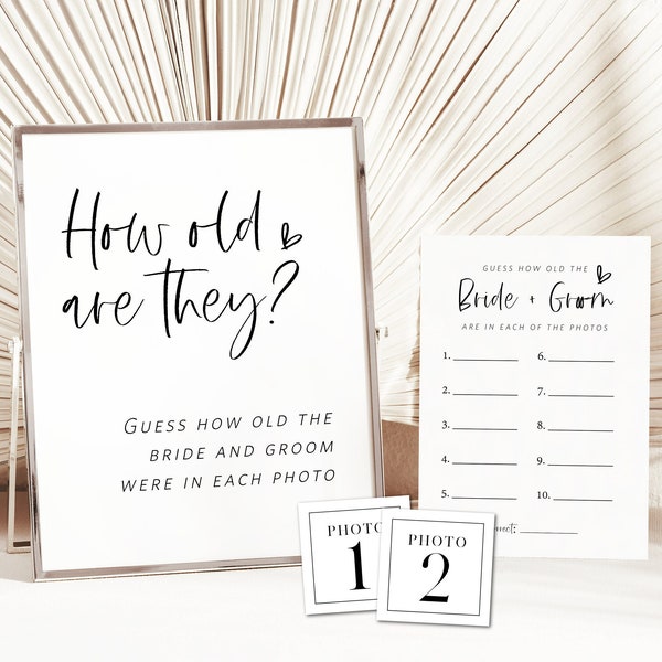 How Old Were the Bride and Groom Game, guess How Old Game, Minimalist Bridal Shower Game, How Old were They, Edit w TEMPLETT, WLP-SIL 5533