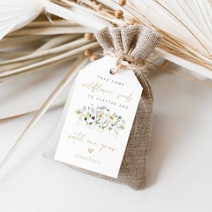Wildflower Seeds Tag, Thank You Tag, Printable Favor Tag Template, Floral Favour Tag, Instant download, Edit with TEMPLETT, WLP-PRW 5329