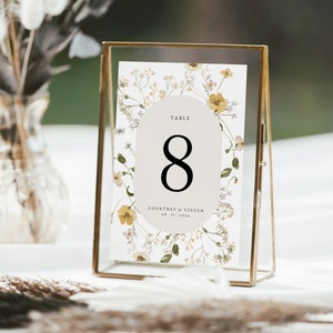 Numéros de table de mariage fleurs sauvages, numéros de table floraux, numéros de table Templett, numéros de table de réception, 5 x 7, 4 x 6, WLP-GWI 5100