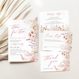 Time for Tea with the Mom to Be Invitation, Baby Shower Bundle,Baby Shower Tea Party Invitation Bundle, Edit with TEMPLETT, WLP-PTE 6927