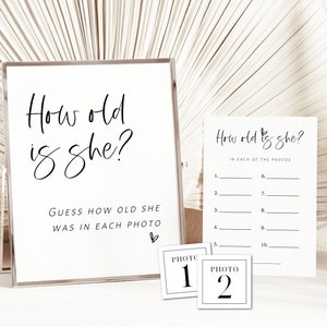 How Old Were the Bride and Groom Game, guess How Old Game, Minimalist Bridal Shower Game, How Old were They, Edit w TEMPLETT, WLP-SIL 5535