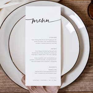 Modern Wedding Menu Printable, Wedding Menu, Minimalist Menu, Editable Menu Card, Let's Eat Menu, Edit with TEMPLETT, WLP-PAL 5611