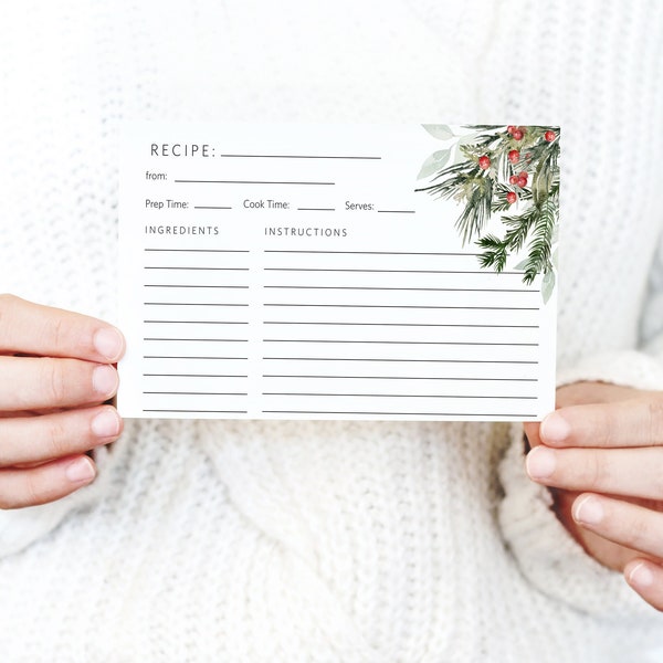 Holiday Recipe Cards Etsy