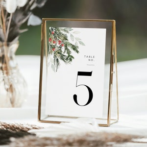 Christmas Printable Table Numbers, Holiday Table Numbers, 5x7 & 4x6, Gold Christmas Table Numbers, Table Number Signs, WLP-CMI 5858